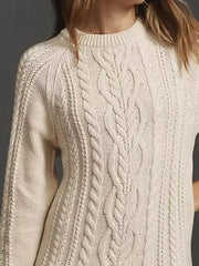 Full Size Cable-Knit Mini Sweater Dress Plus Size 