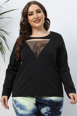 Plus Size Cutout Front Long Sleeve T-Shirt 