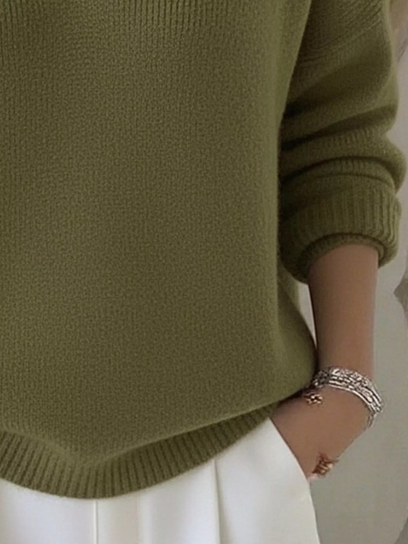 Full Size V-Neck Long Sleeve Sweater Plus Size 