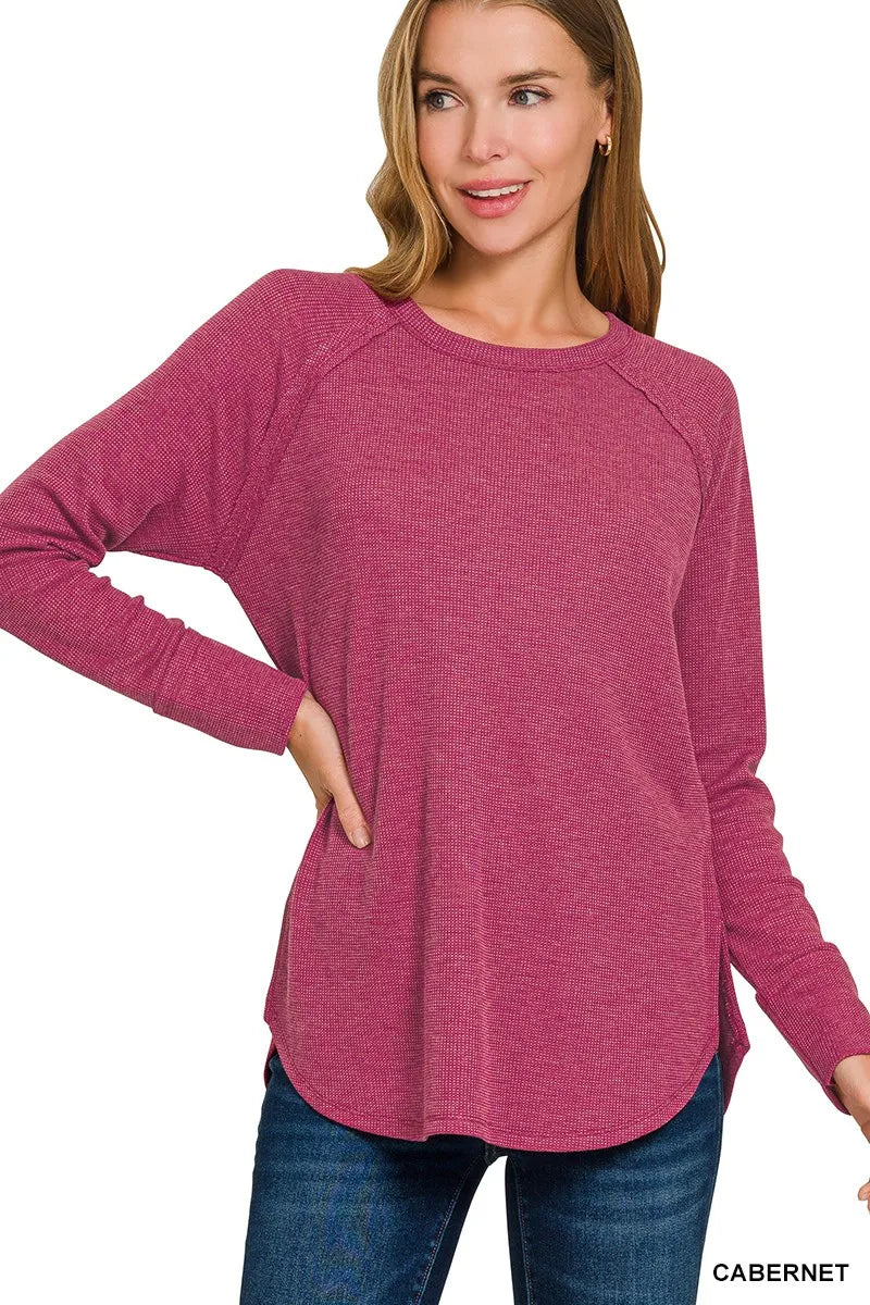 Zenana Baby Waffle Long Sleeve Top 