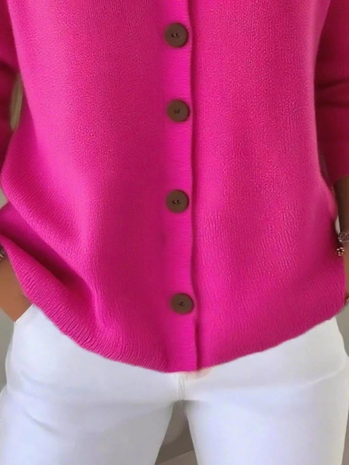 Full Size Button-Front V-Neck Cardigan Plus Size 