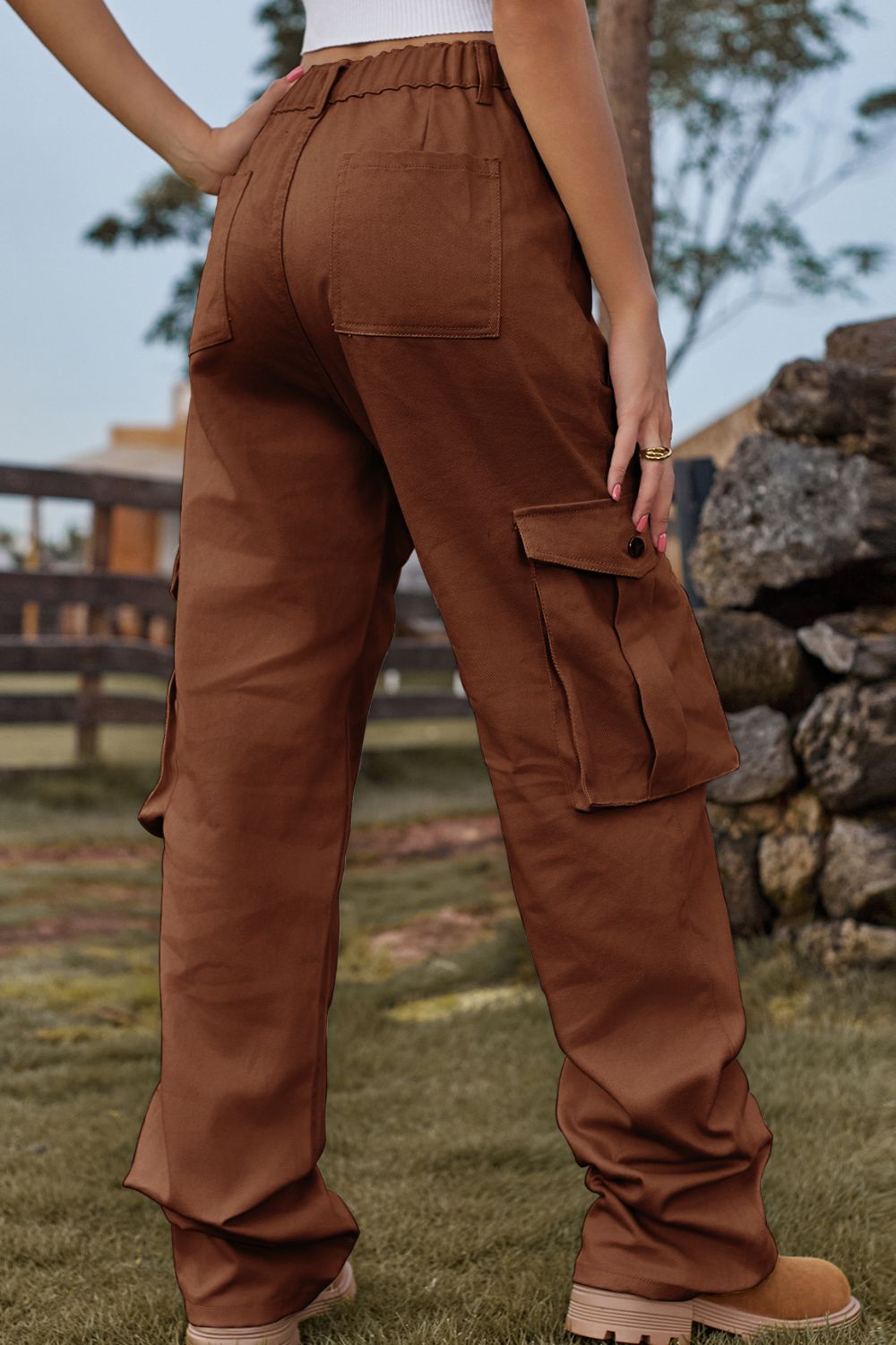 Loose Fit Long Jeans with Pockets 