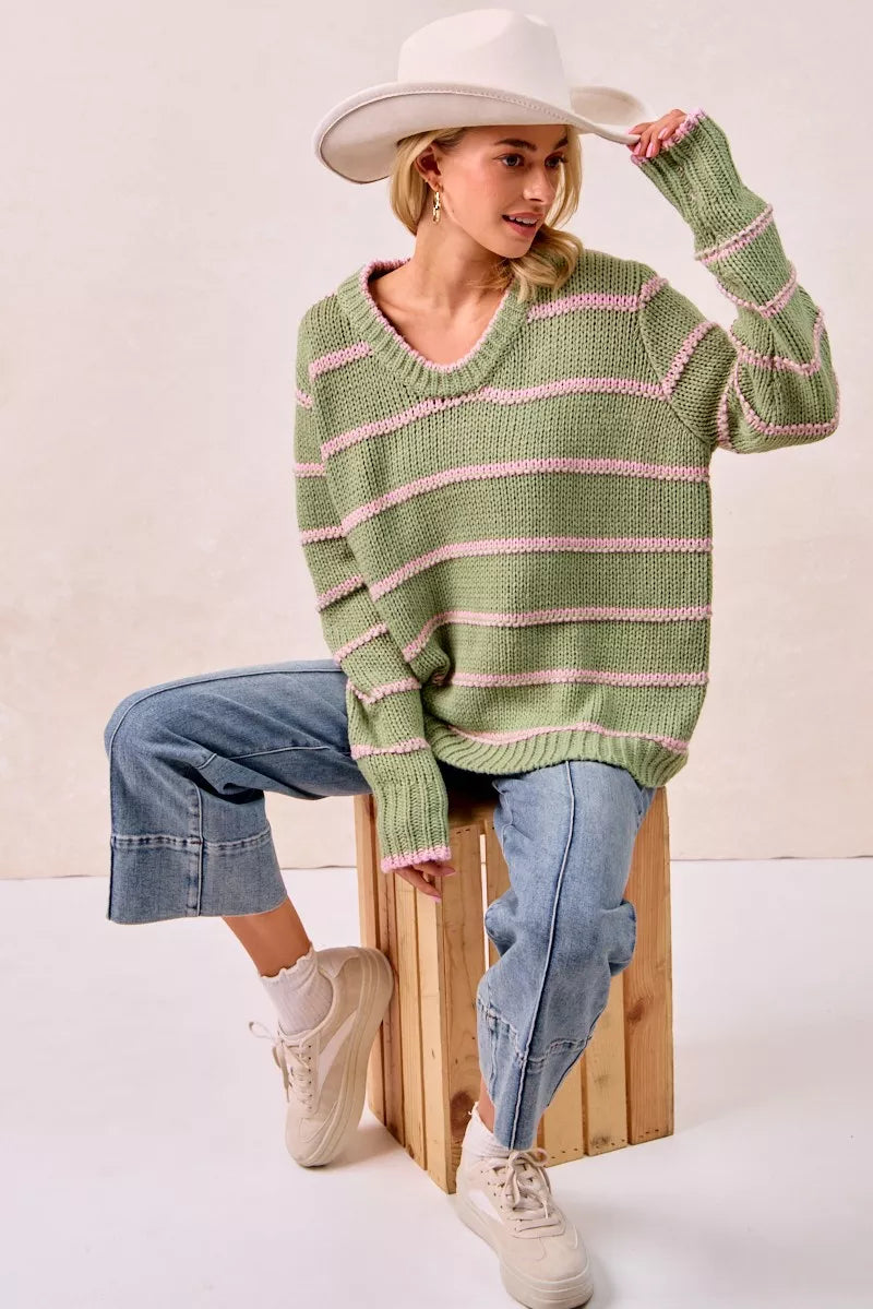 BiBi Striped Long Sleeve Sweater 