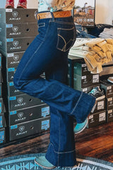 Center Seam Deep Wash Straight Jeans 