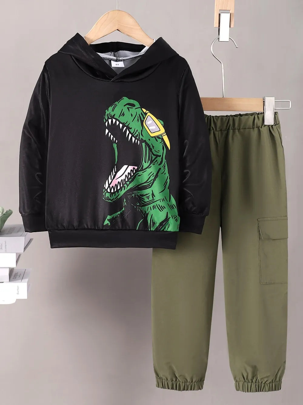 Children's Dinosaur Graphic Hoodie and Pants Set 
