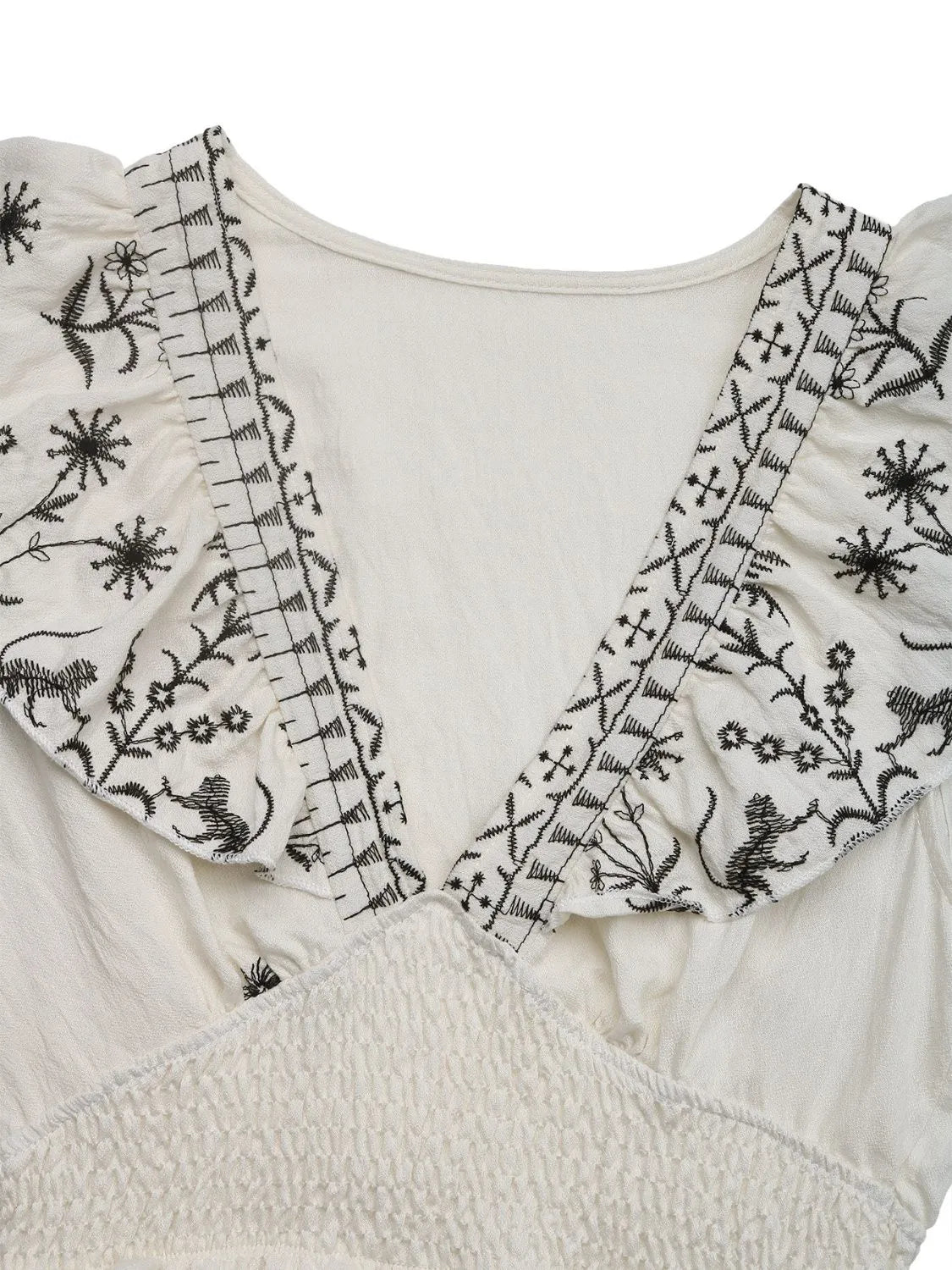 Smocked Ruffled Cap Sleeve Mini Dress 