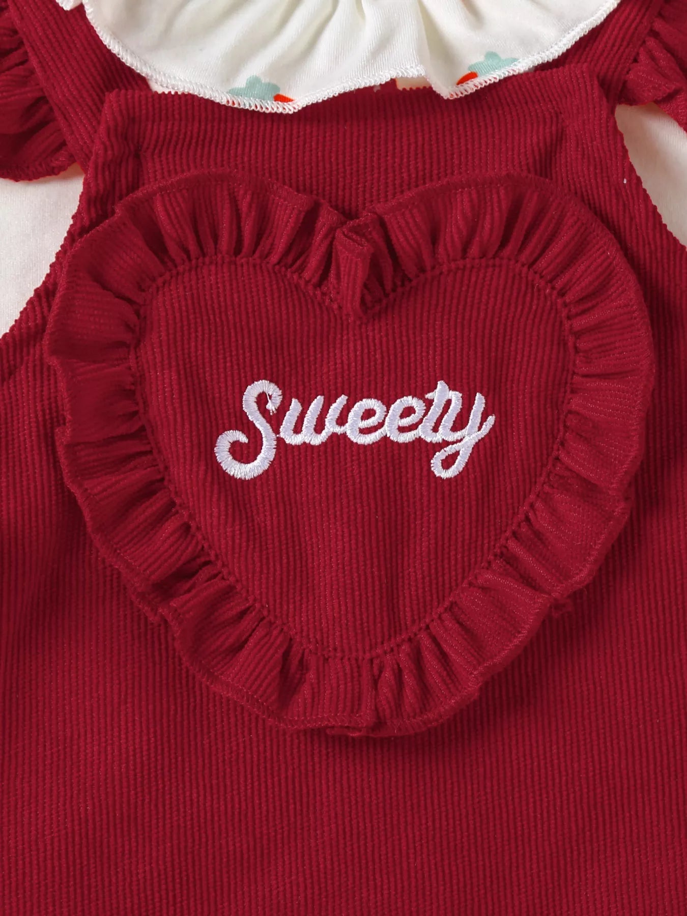Children's Ruffled Bodysuit and Heart Decor Dress Set with Headband 