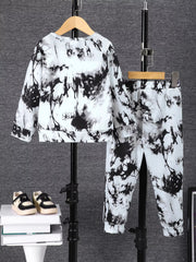 Children's Cheetah Tie-Dye Top and Pants Set 