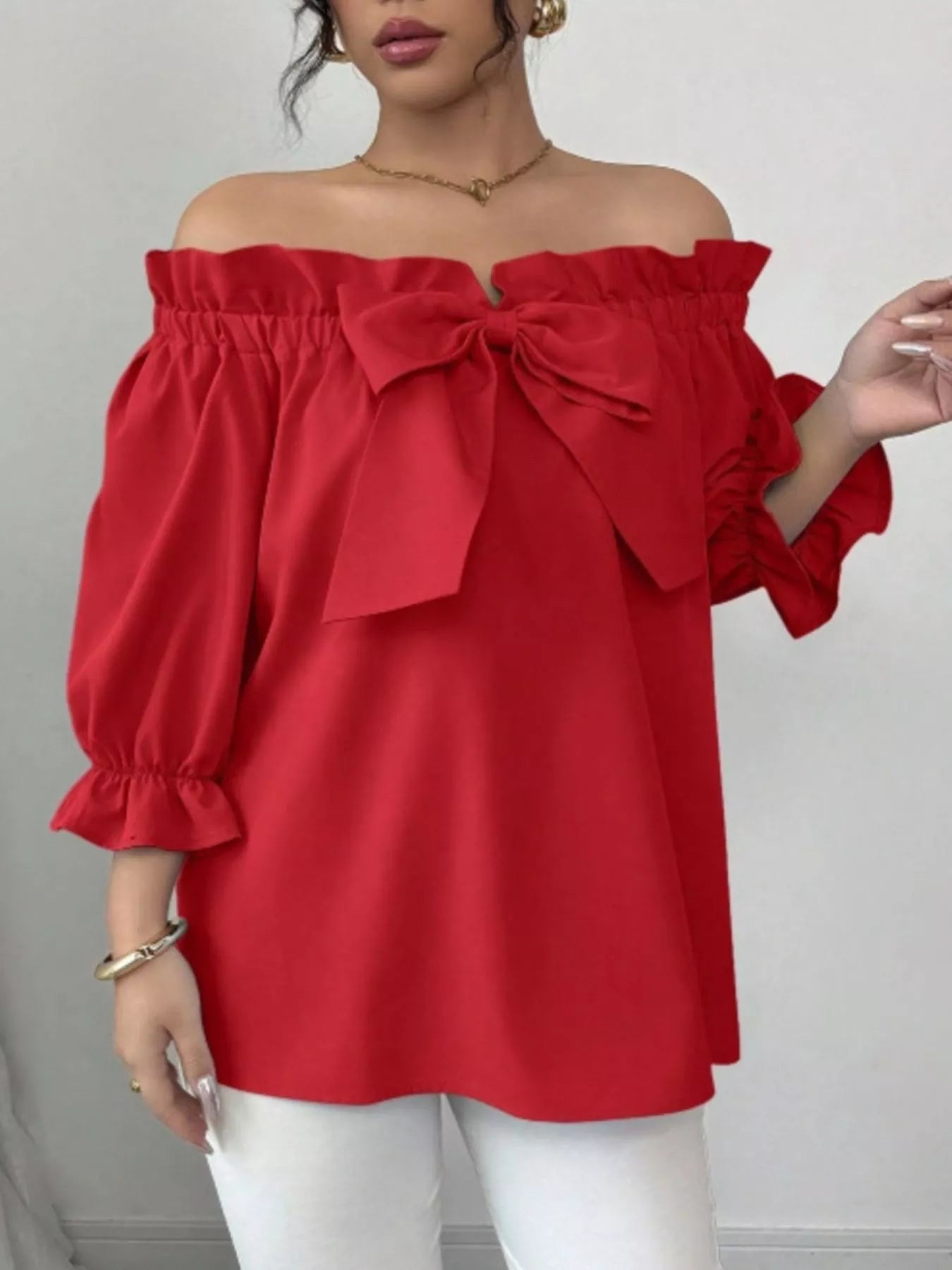 Bow Flounce Sleeve Blouse 