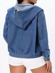 Button Up Hooded Denim Top 