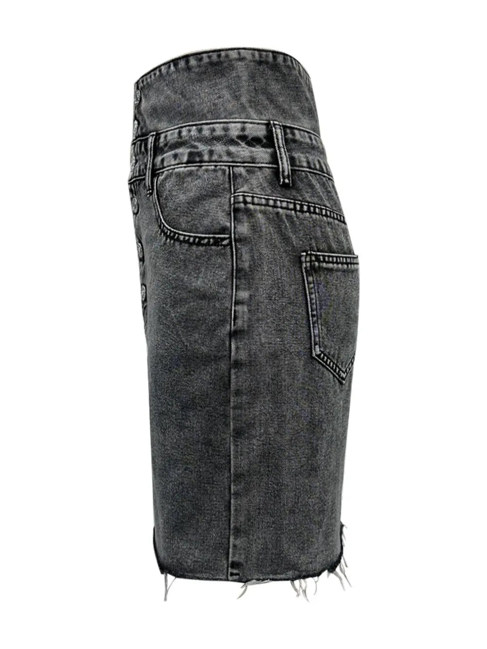 Raw Hem High Waist Denim Skirt 