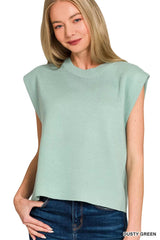 Zenana Round Neck Viscose Sweater Vest 