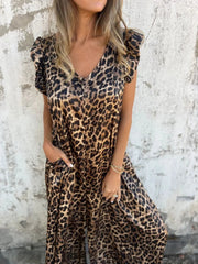 Full Size V-Neck Cap Sleeve Wide Leg Jumpsuit Plus Size 