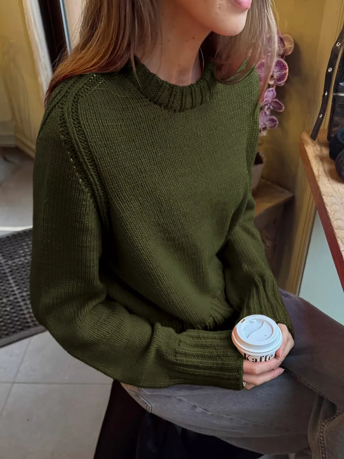 Ribbed Round Neck Sweater 
