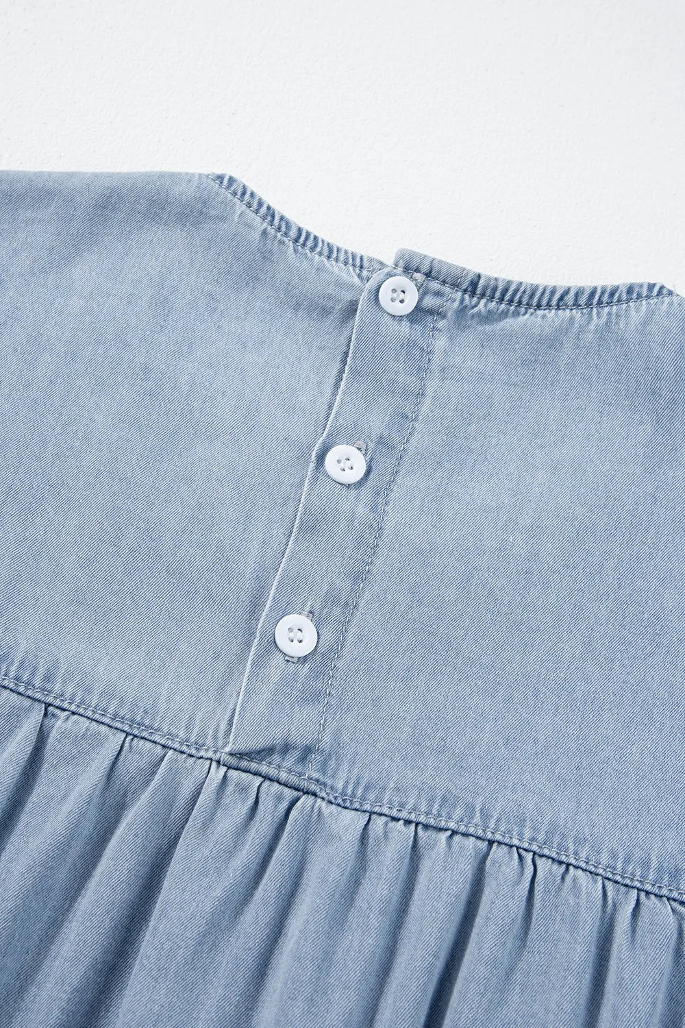 Ruffle Cap Sleeve Tiered A-line Denim Dress 