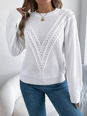 Openwork Round Neck Sweater 