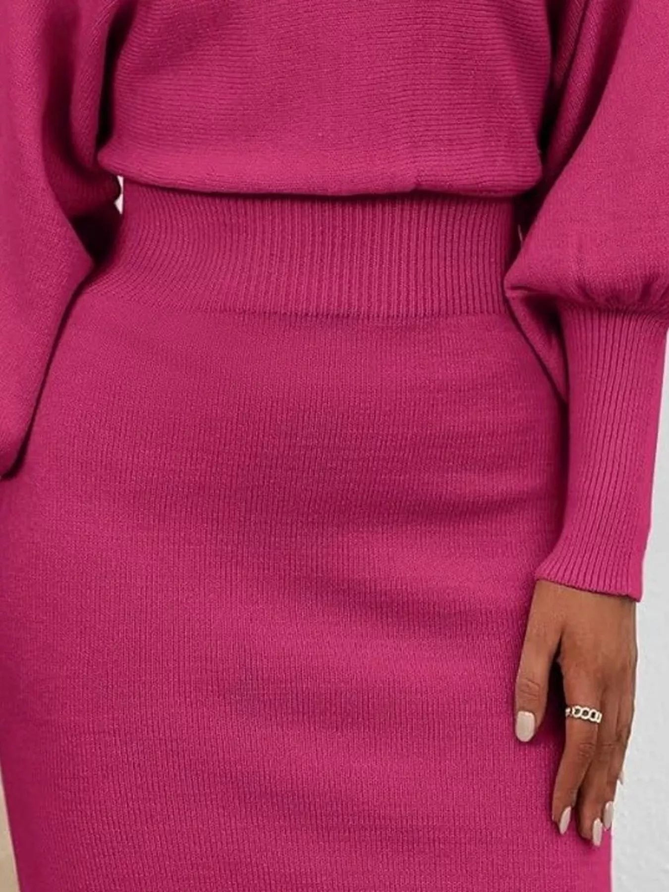Lantern Sleeve Bodycon Sweater Dress 