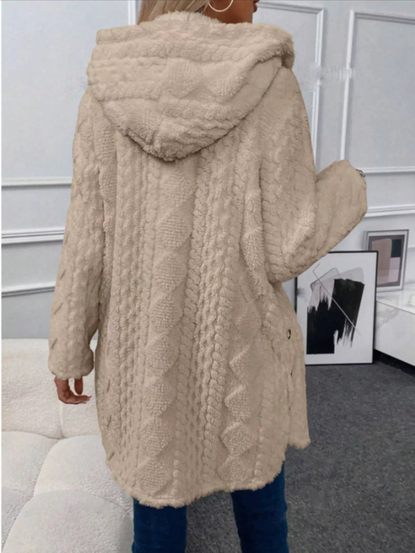 Hooded Button-Down Fleece Outerwear 