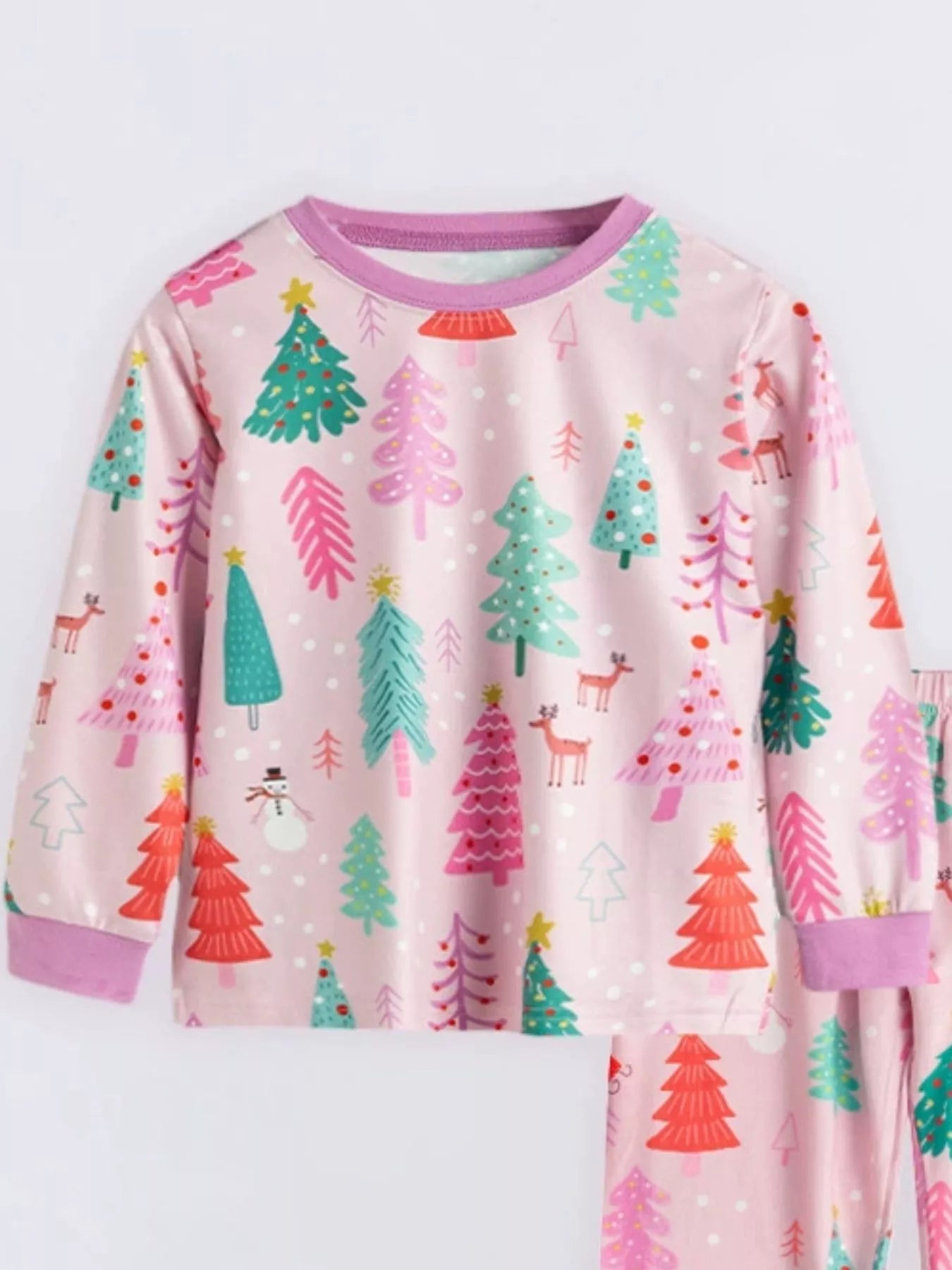 Children's Christmas Tree Print Pajama Set 
