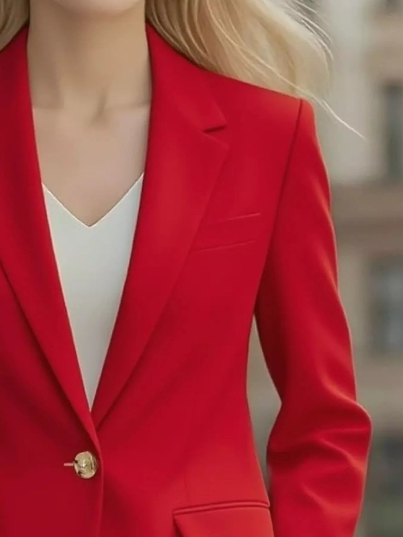 Lapel Collar One Button Blazer 