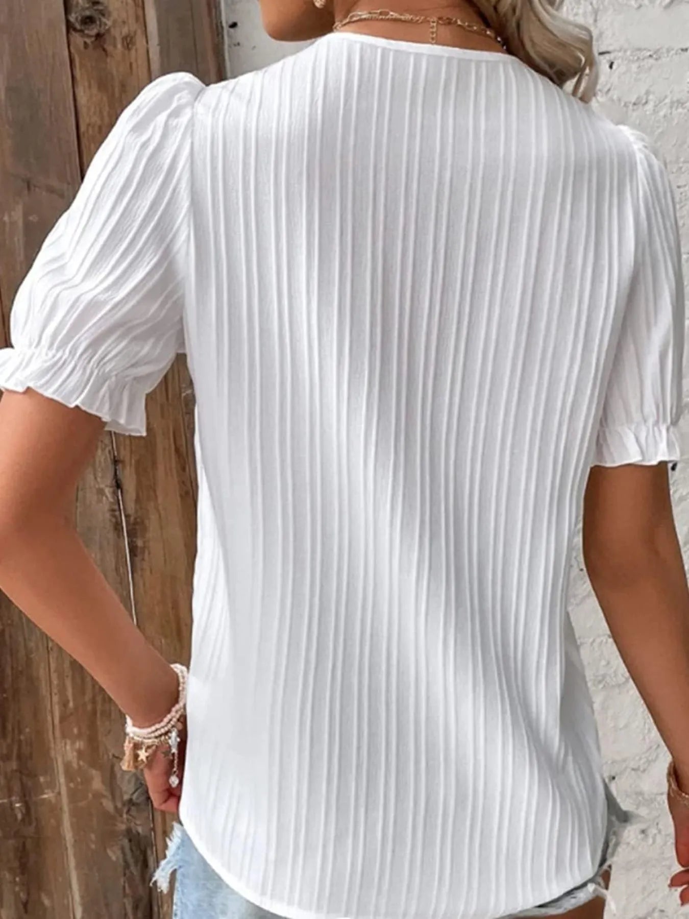 Full Size Lace Detail V-Neck Blouse Plus Size 