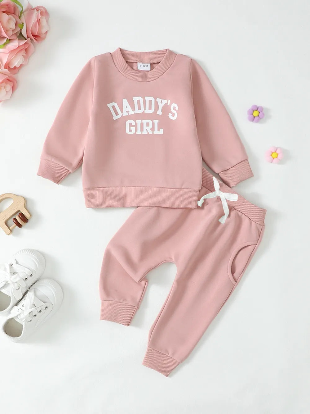Children's Letter Graphic Sweatshirt and Pants Set 