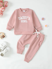Children's Letter Graphic Sweatshirt and Pants Set 