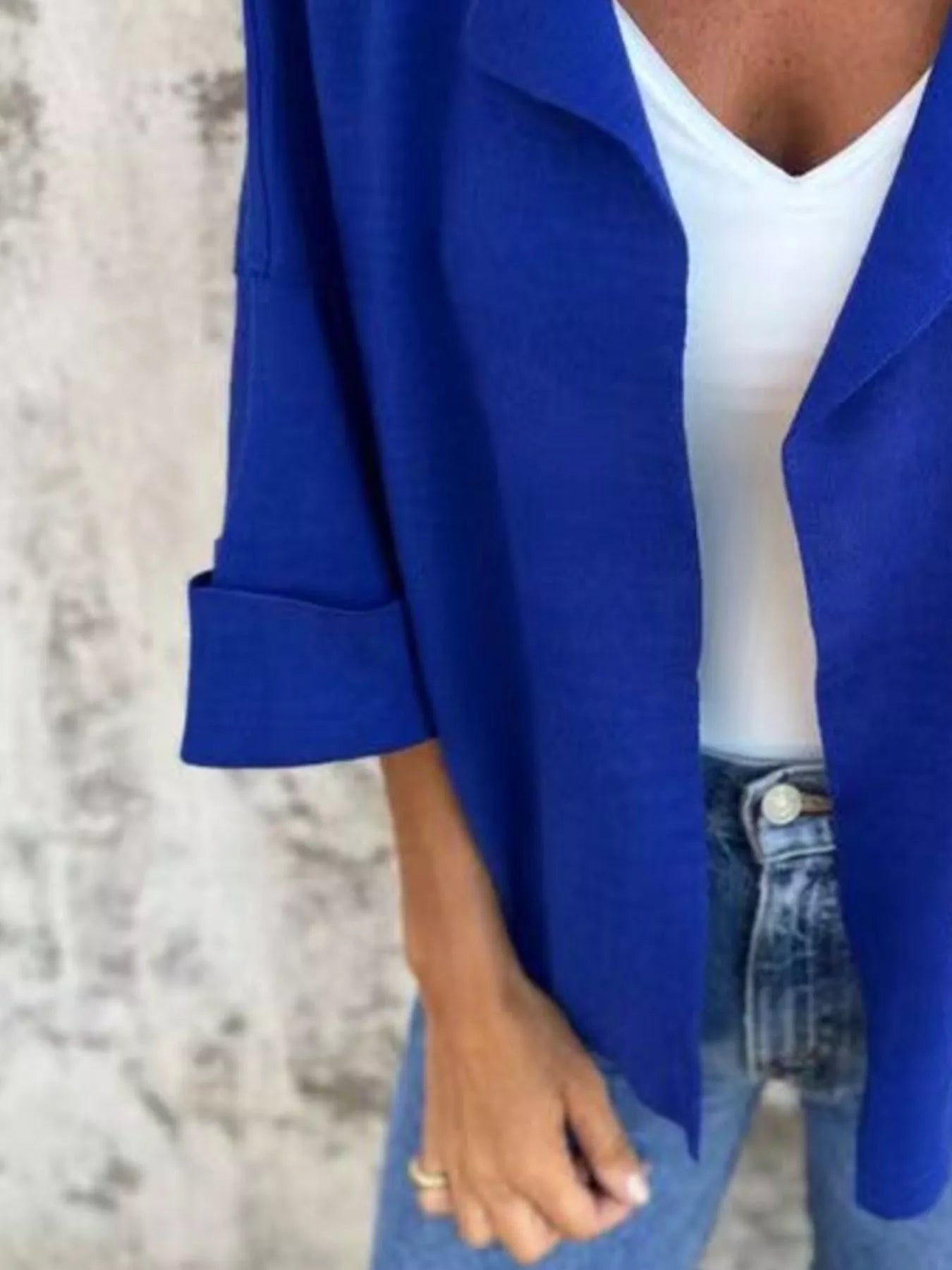 Full Size Open Front 3/4 Sleeve Casual Cardigan Plus Size 