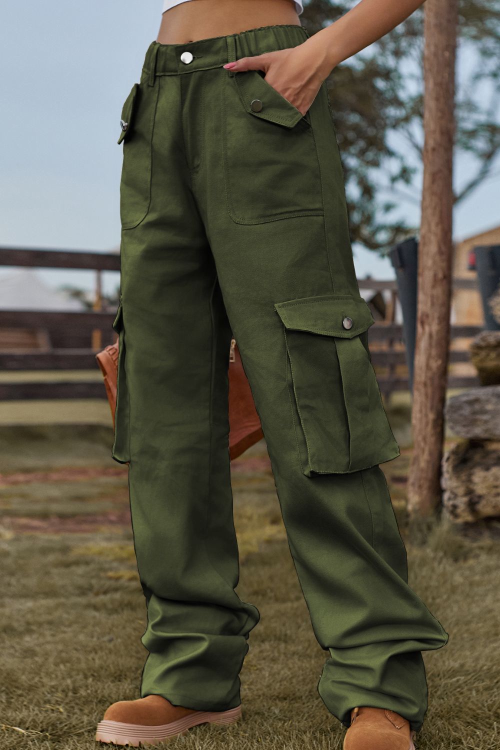Loose Fit Long Jeans with Pockets 