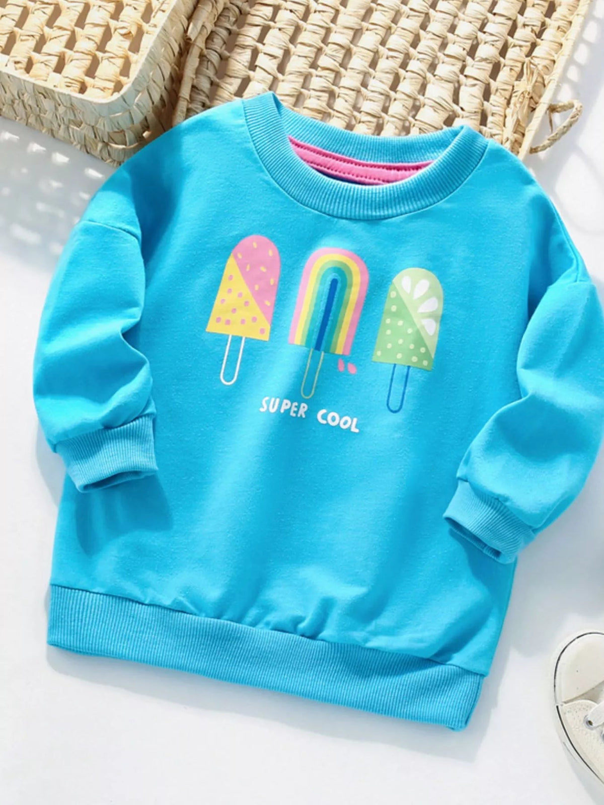 Children's Ice Cream Graphic Round Neck Sweatshirt 