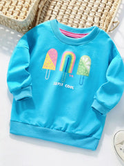 Children's Ice Cream Graphic Round Neck Sweatshirt 