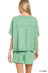 Zenana Exposed Seam Boxy Top & Shorts Set 
