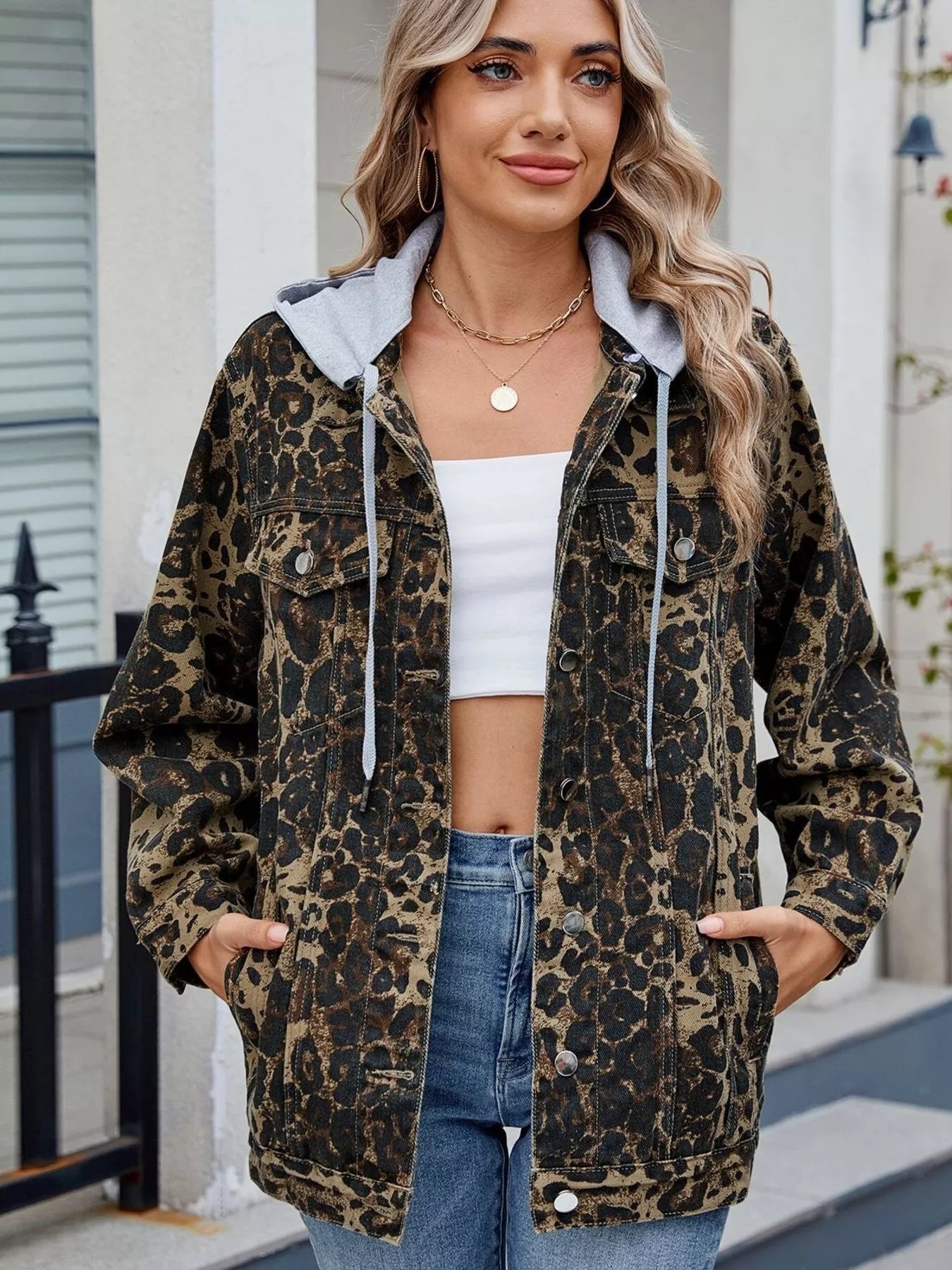 Button Up Long Sleeve Denim Jacket 