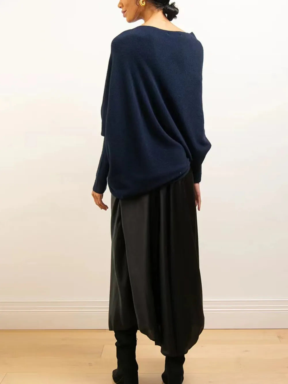 Full Size Boat Neck Batwing Sleeve Knit Top 