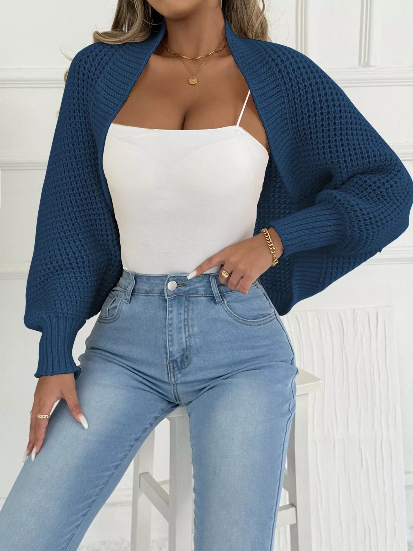 Open Front Batwing Sleeve Cardigan 