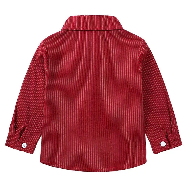 Children's Striped Shirt and Overall Set 