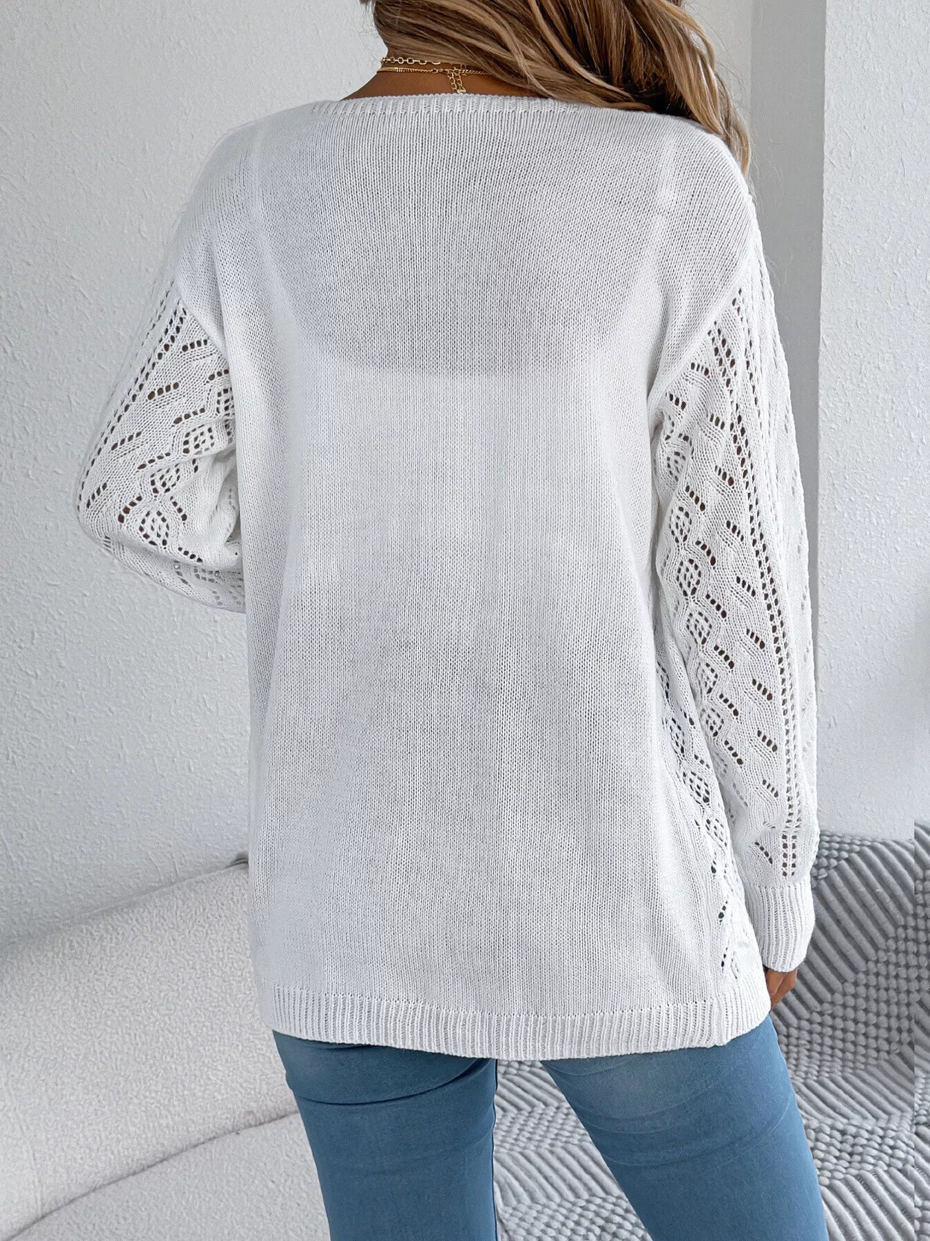 Openwork Open Front Cardigan 