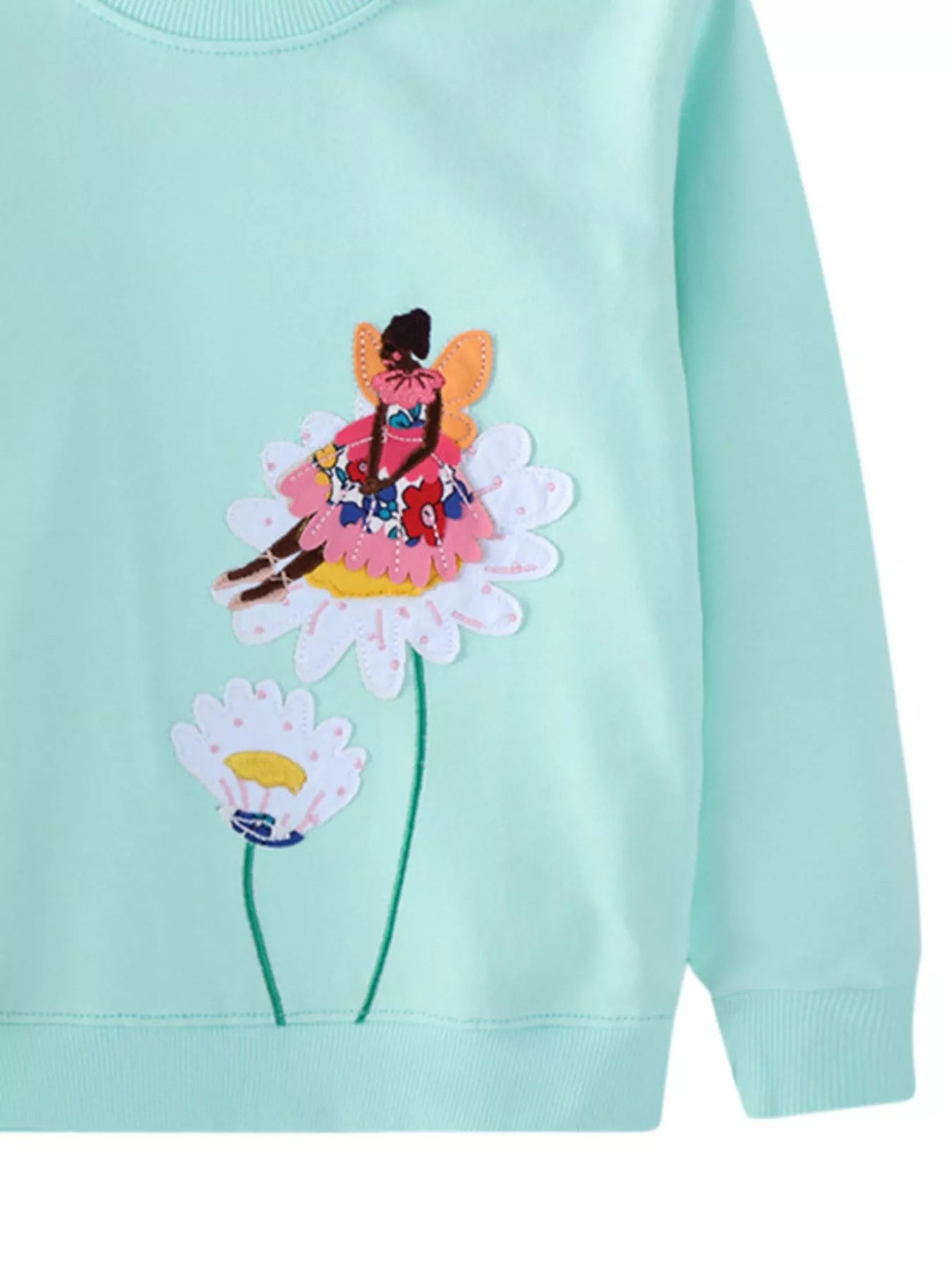 Children's Flower Embroidered Crew Neck Sweatshirt 