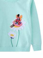 Children's Flower Embroidered Crew Neck Sweatshirt 