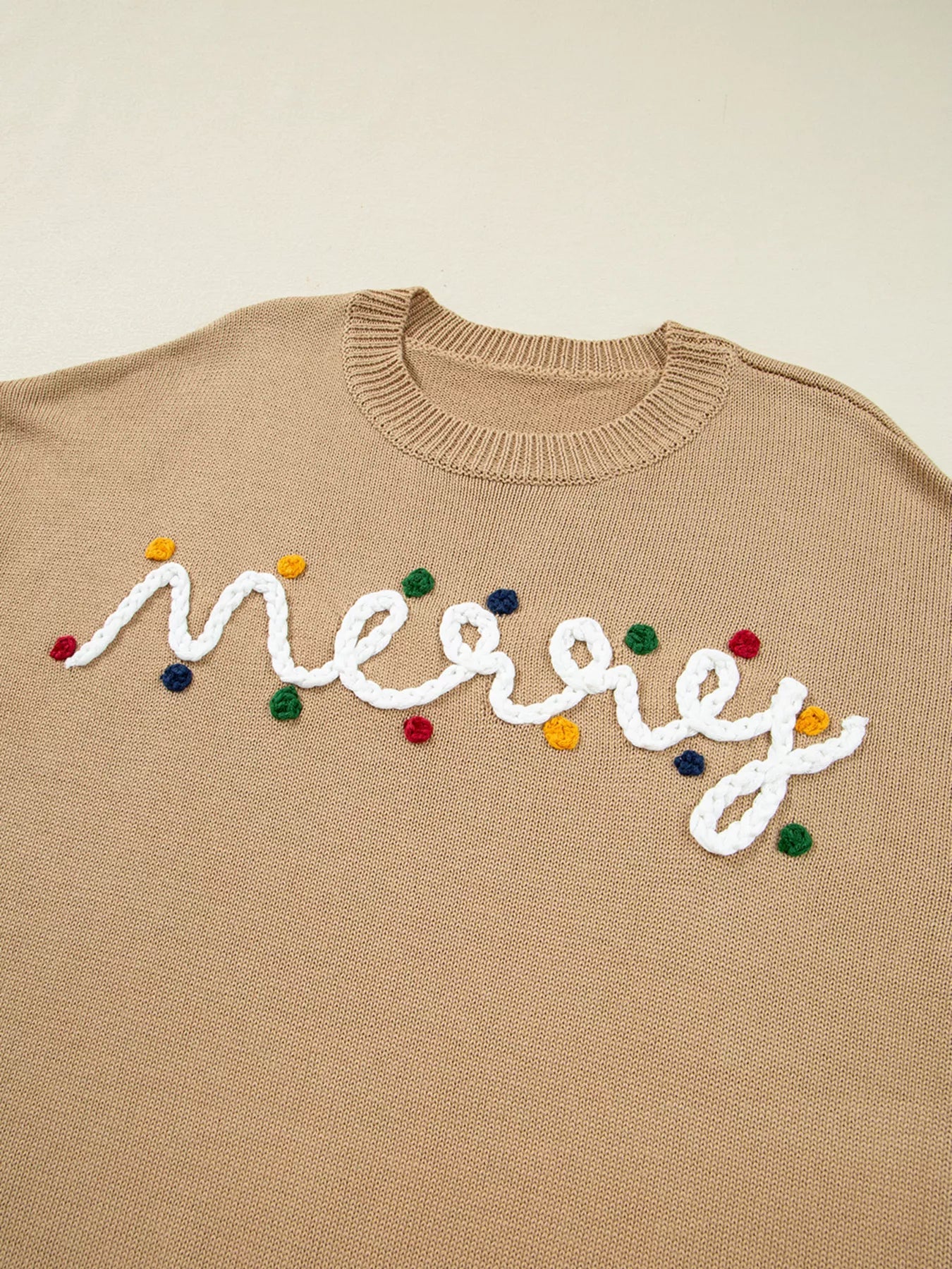 Merry Colorful Dot Detail Christmas Dolman Sweater 