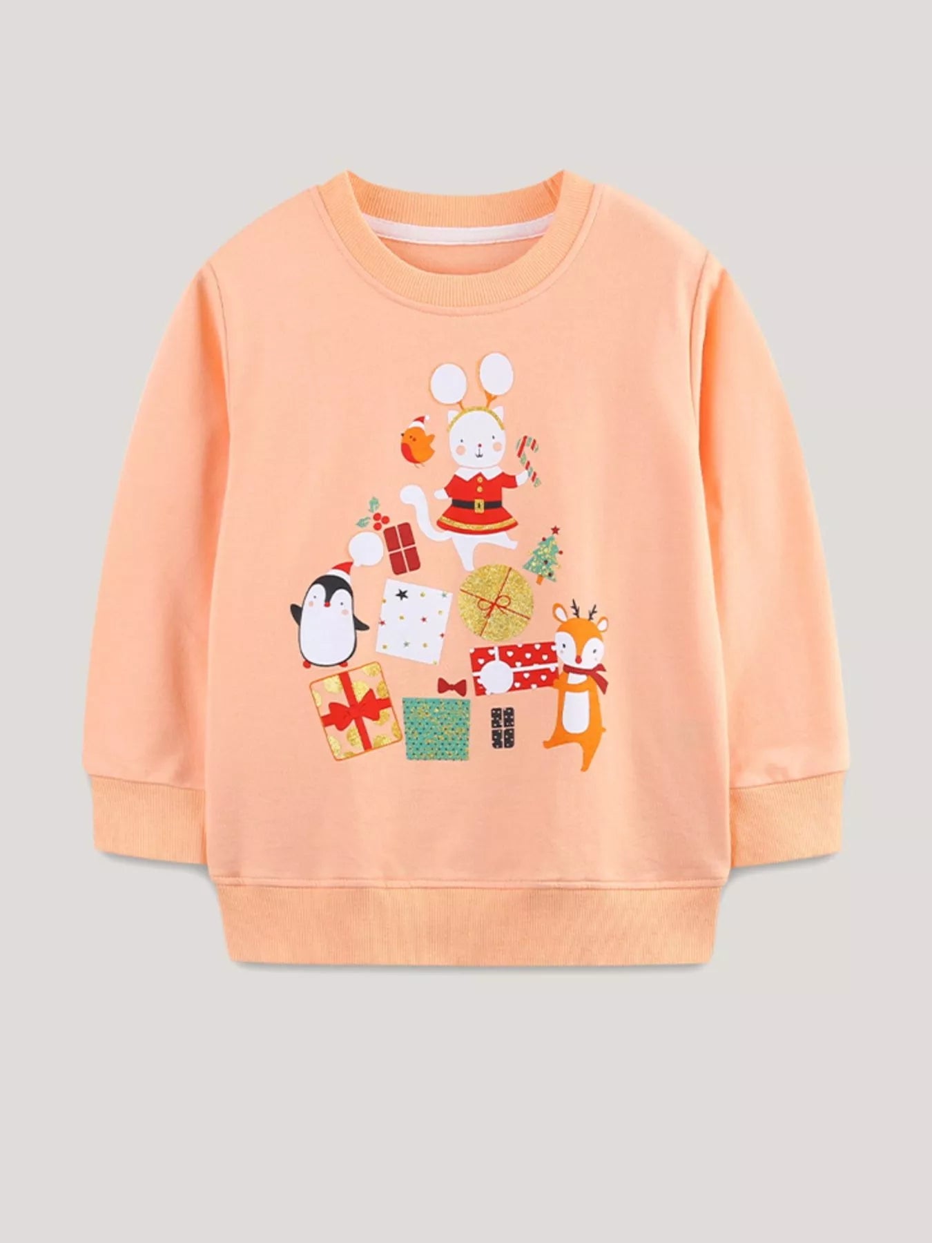 Children's Christmas Print Round Neck Sweatshirt 