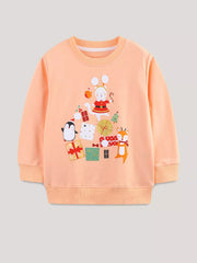 Children's Christmas Print Round Neck Sweatshirt 