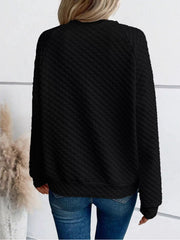Textured Notched Raglan Sleeve Sweatshirt 