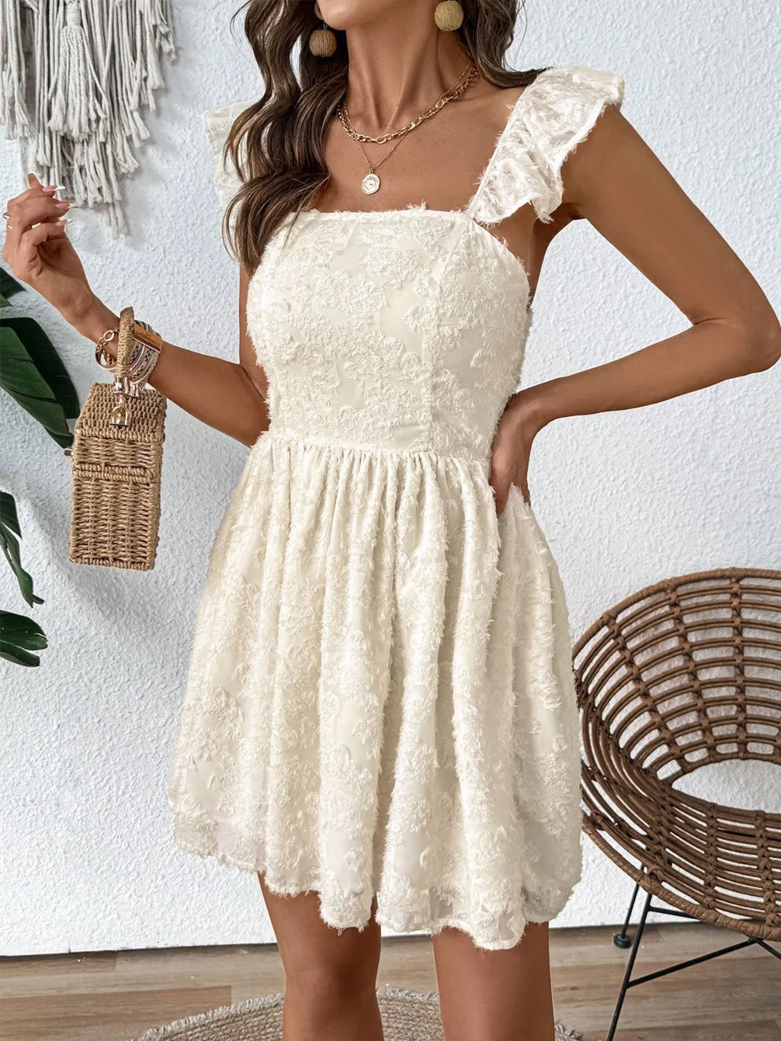 Cutout Cap Sleeve Mini Cami Dress 