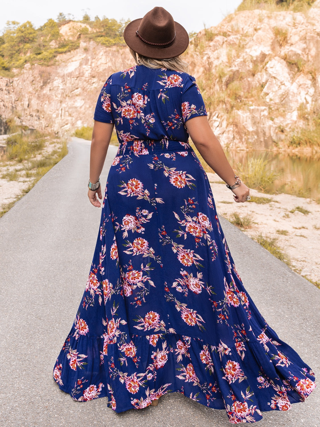 Plus Size V-Neck Maxi Dress 