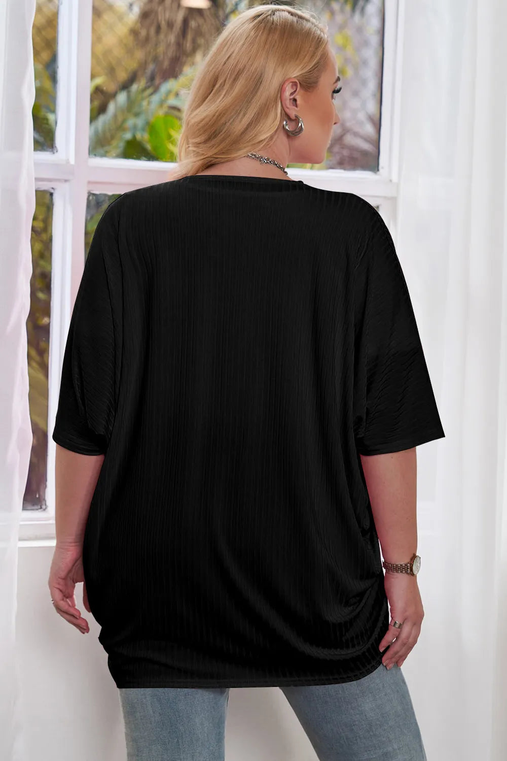 Plus Size Ribbed Cocoon Cover Up 