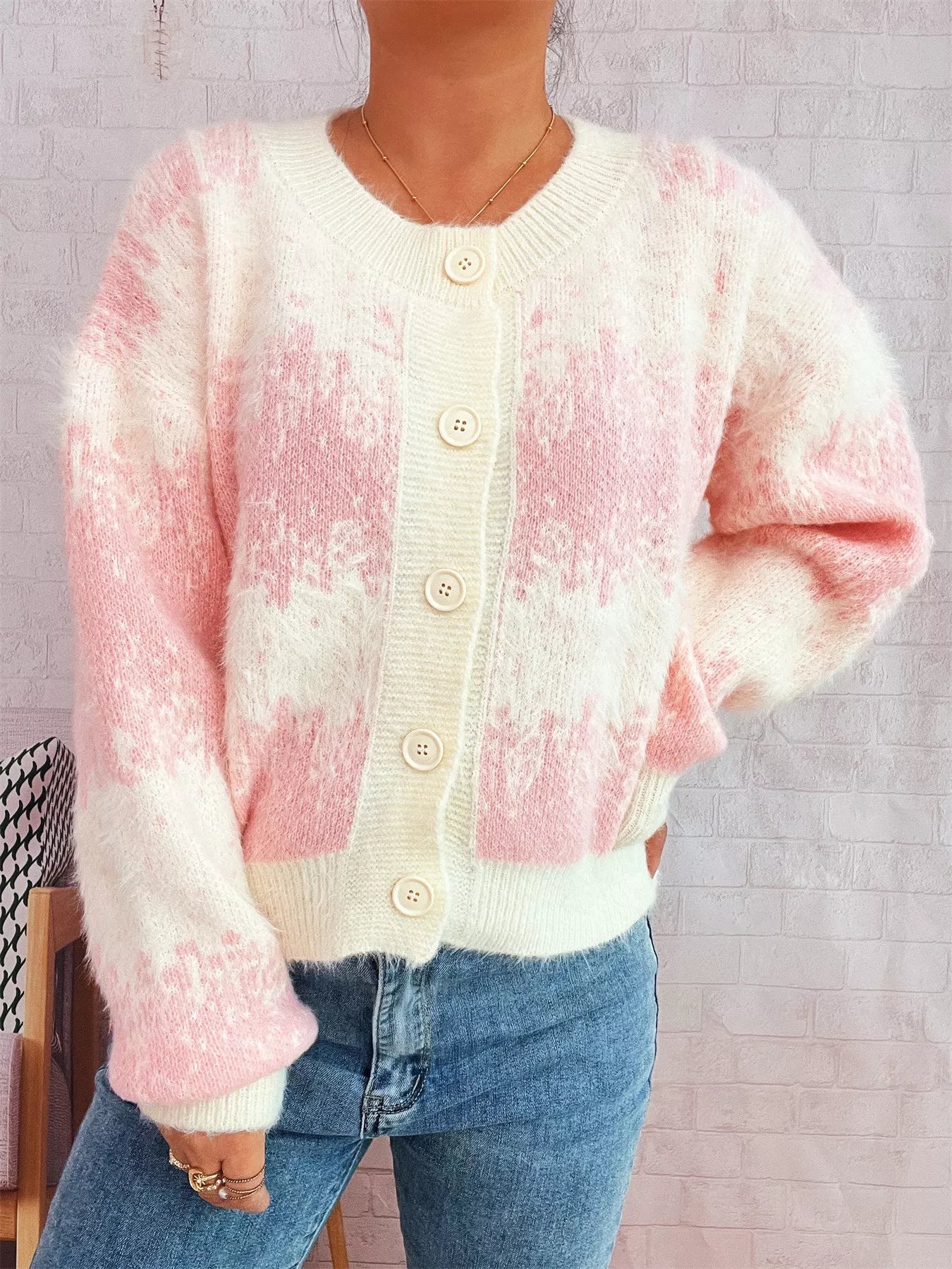 Ribbed Hem Button Up Cardigan 
