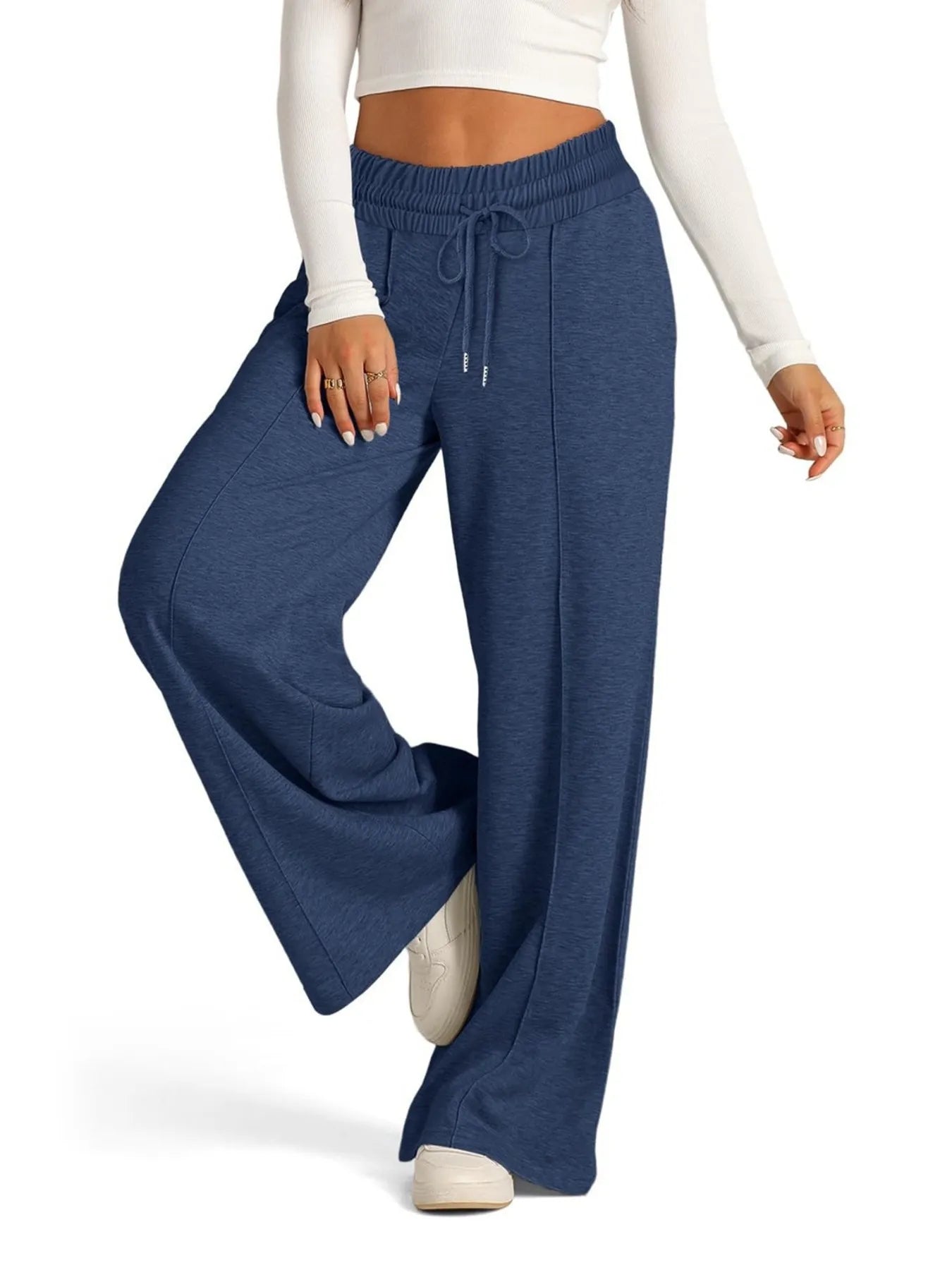 Full Size Drawstring Relaxed Fit Wide Leg Pants Plus Size 