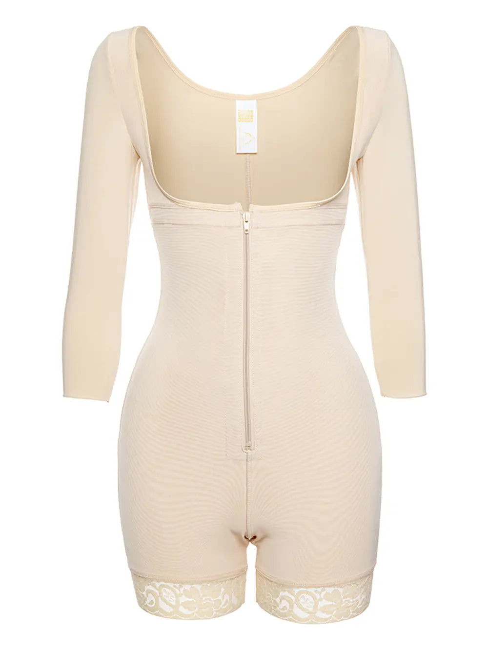 Full Size Zip Up Lace Detail Long Sleeve Shapewear 