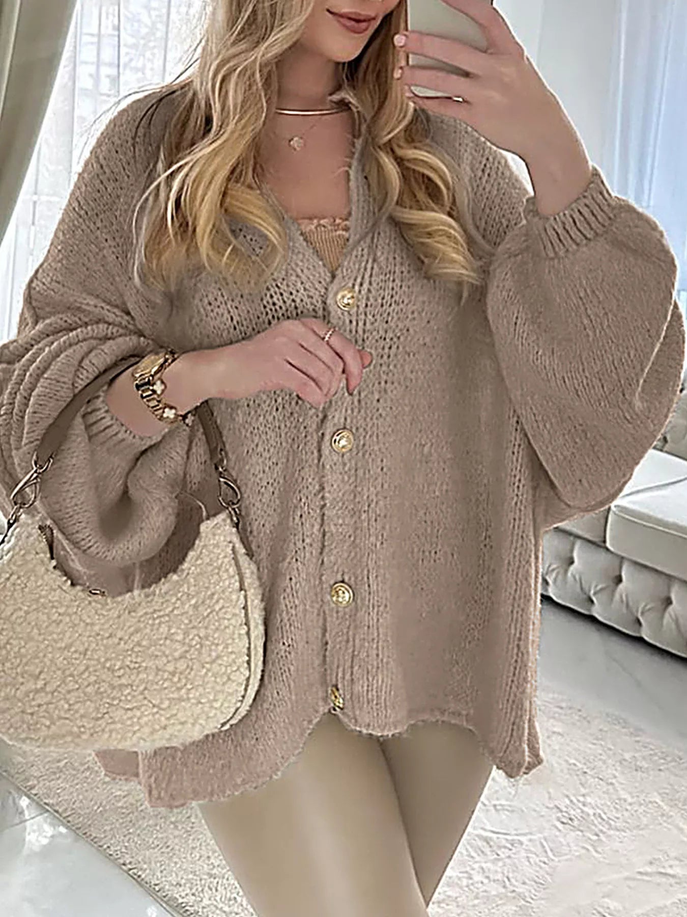 Oversized Knit Button Up Cardigan 